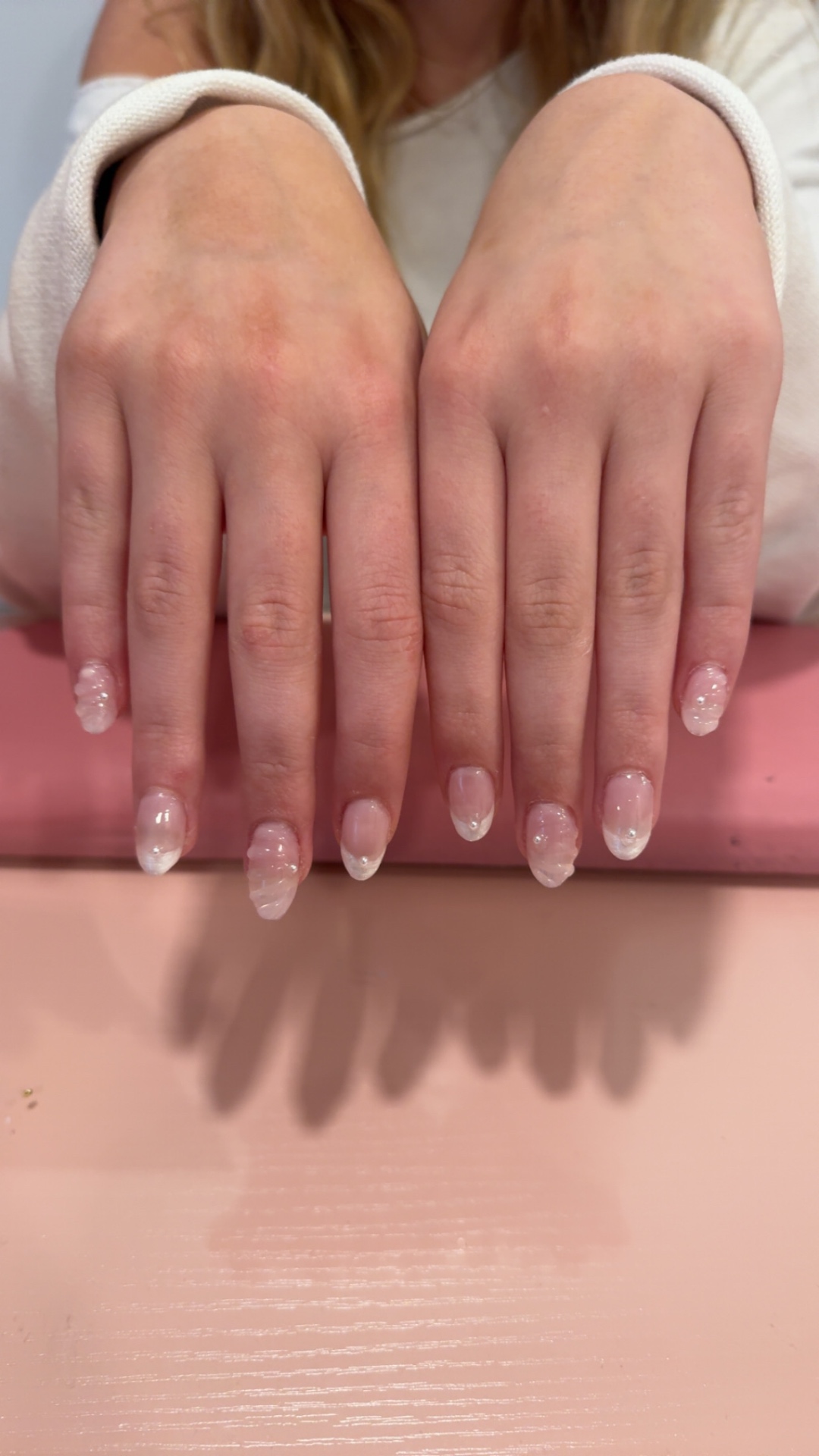 Milky pearl nails